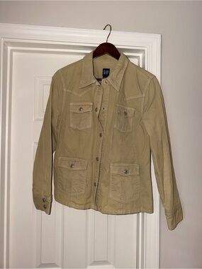 GAP Women's Light Green Khaki Utility Jacket with Patch Pockets